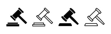 Gavel ikon vektörü. Yargıç Tokmak ikonu. Açık arttırma çekici 
