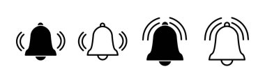Düz moda Bell Simgesi vektörü izole edildi. Bildirim sembolü web sitesi tasarımı