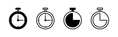 Saat simgesi. Zaman simgesi vektörü. Moda düz biçimli saat simgesi izole edildi
