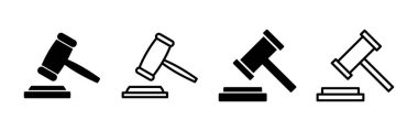 Gavel ikon vektörü. Yargıç Tokmak ikonu. Açık arttırma çekici 