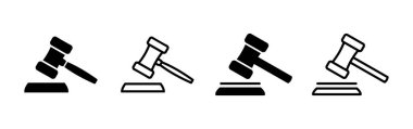 Gavel ikon vektörü. Yargıç Tokmak ikonu. Açık arttırma çekici 