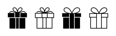 Hediye ikonu vektörü. Hediye kutusu simgesi. doğum günü hediyesi