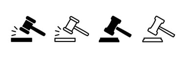 Gavel ikon vektörü. Yargıç Tokmak ikonu. Açık arttırma çekici 
