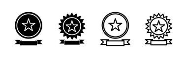 Simge vektörüne ulaş. Madalya ikon vektörü. Ödül. Sertifika. onaylandı