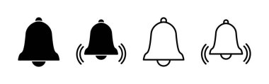 Düz moda Bell Simgesi vektörü izole edildi. Bildirim sembolü web sitesi tasarımı