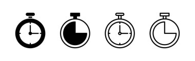 Saat simgesi. Zaman simgesi vektörü. Moda düz biçimli saat simgesi izole edildi