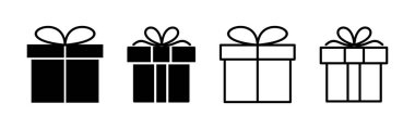 Hediye ikonu vektörü. Hediye kutusu simgesi. doğum günü hediyesi