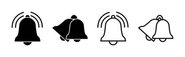 Düz moda Bell Simgesi vektörü izole edildi. Bildirim sembolü web sitesi tasarımı
