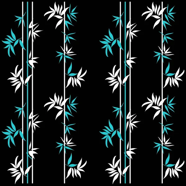 パターン生地色と葉を持つ竹 ファッションスタイルのためのクールな背景 — ストックベクタ