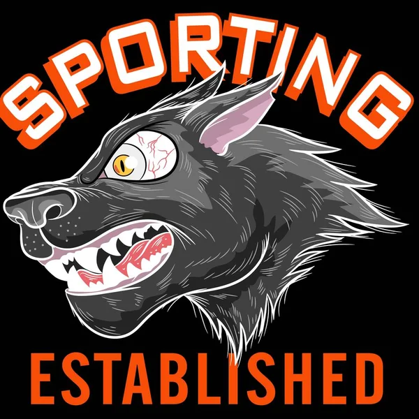 Стиль Моды Cool Wolf Текстом Sporting Установлен Черный Фон — стоковый вектор