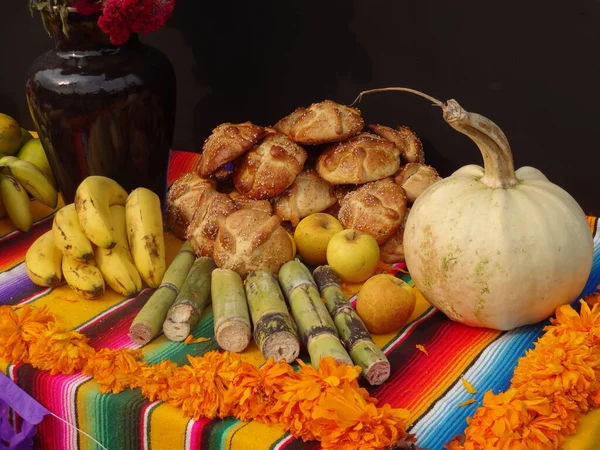 Dead Bread. Typical Mexican sweet bread that is consumed in the season of the dead. It is a main element of the altars and offerings in the festival of the day of the dead.