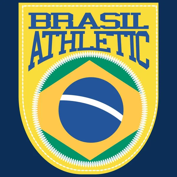 Brasil Patch Vector Embroidered Shield Emblem Athletic Style Design — Stock Vector