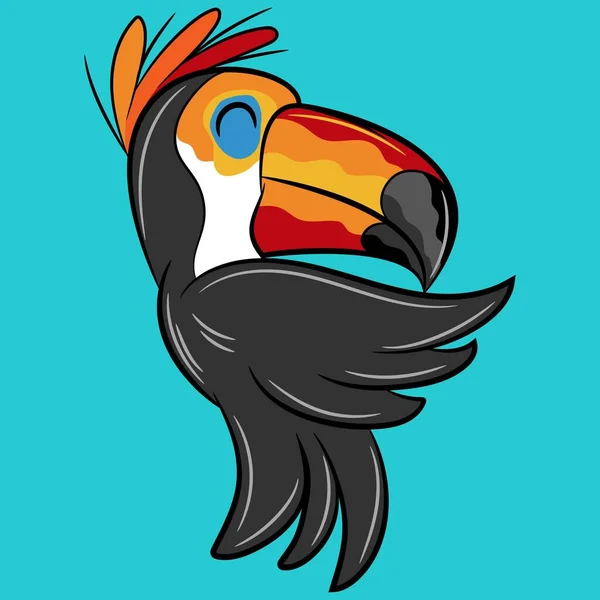 Εικονογράφηση Του Cool Toucan Ακρολοφία Και Λάμψη Χρώματα Στυλ Μόδας — Διανυσματικό Αρχείο