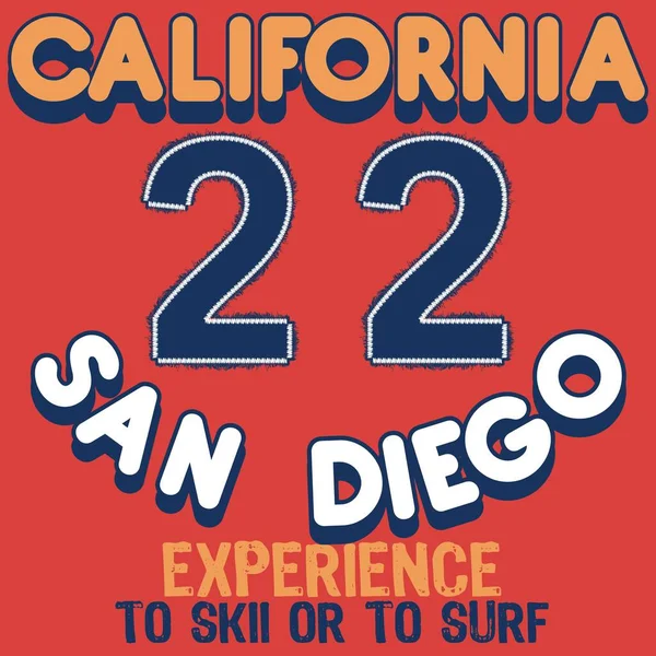 Texte Illustration San Diego California Avec Des Numéros Patchwork Cool — Image vectorielle