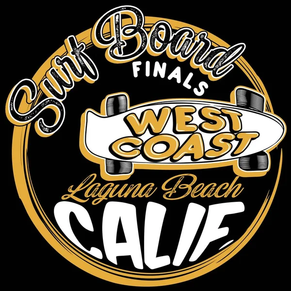 Illustration Surf Board West Coast Skateboard Cool Background Fashion Style — стоковий вектор