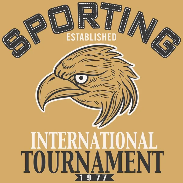 Varsity Eagle Tekstem Sportowym Międzynarodowy Turniej Projekt Mody — Wektor stockowy