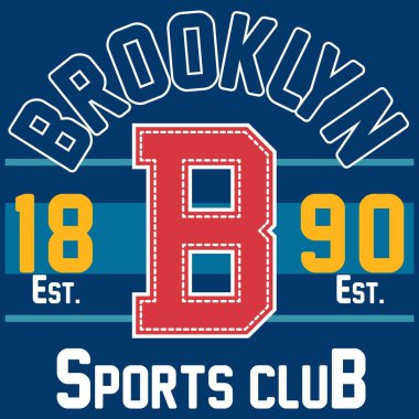 Brooklyn text college and B Patchwork embroidery numbers 1890 Sports Club