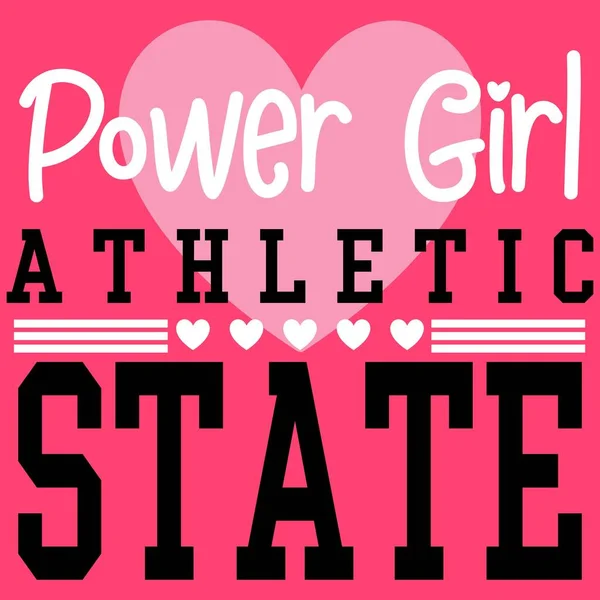 Power Girl Athletic State Hearts Sport Team College Varsity Design — Stock Vector