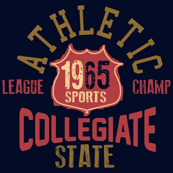 Типографика Бруклинского Колледжа Футболок Нью Йоркская Футболка Надписью Спортивный Инвентарь — стоковый вектор
