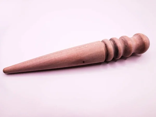Old Leather Crafting Tool Wooden Multi Size Edge Slicker Burnisher — Stock Photo, Image