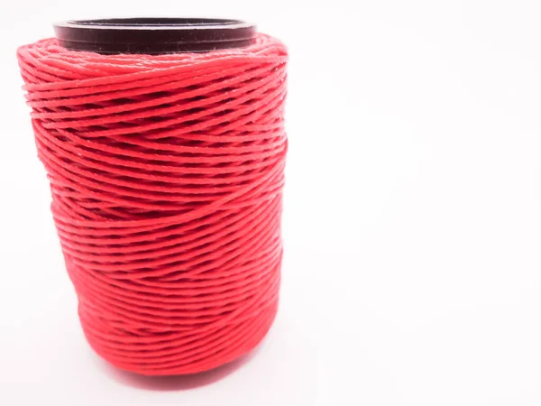 Rosca Vermelha Fundo Branco Rolar Corda Vermelha Ferramentas Design Moda — Fotografia de Stock