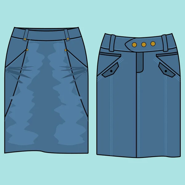 Blå Denim Vektor Set Illustration Grundläggande Typer Kvinnors Jeans Vit — Stock vektor