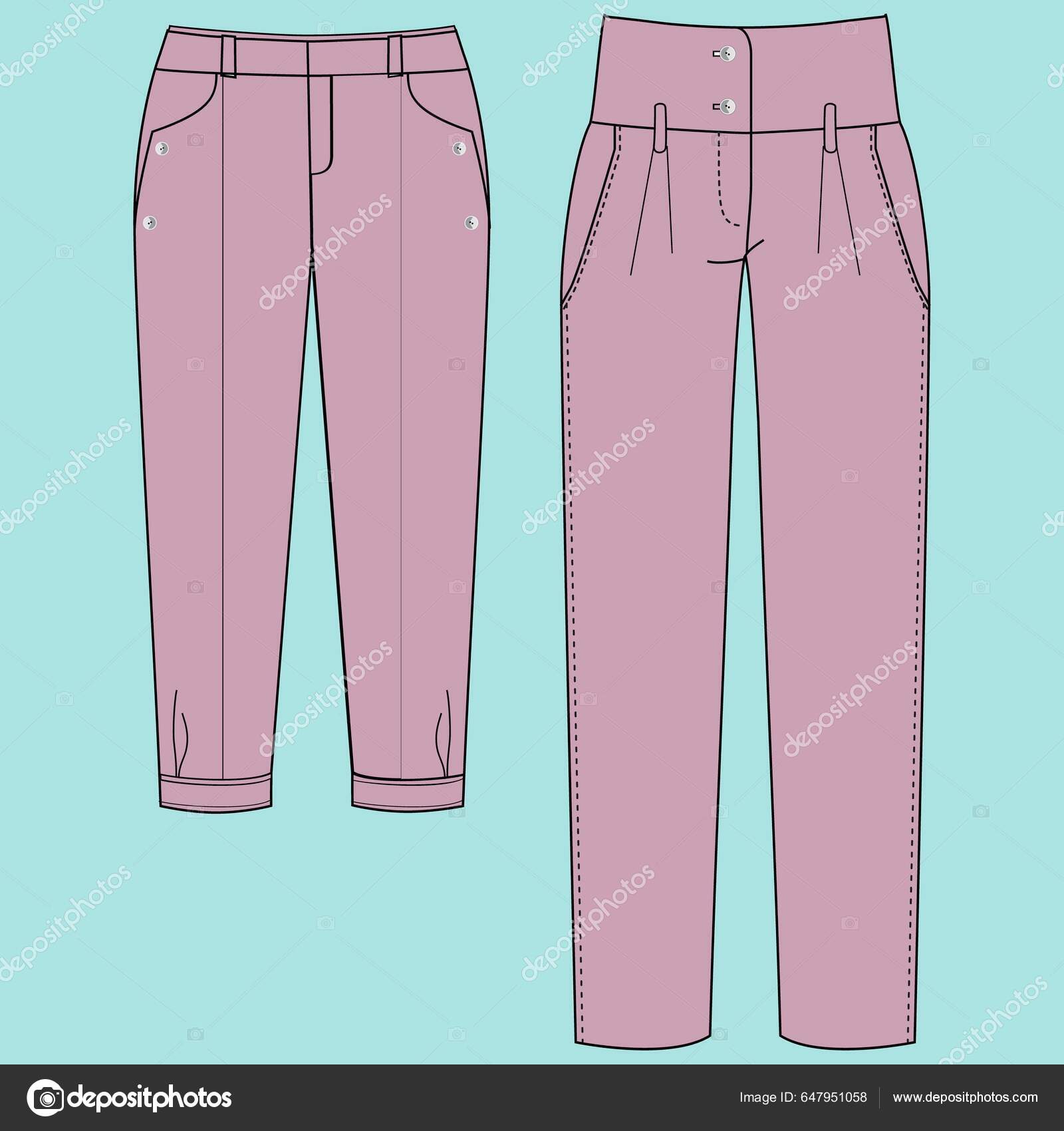 Technical Fashion Illustration Unisex Clothes Set Blouses Icons.