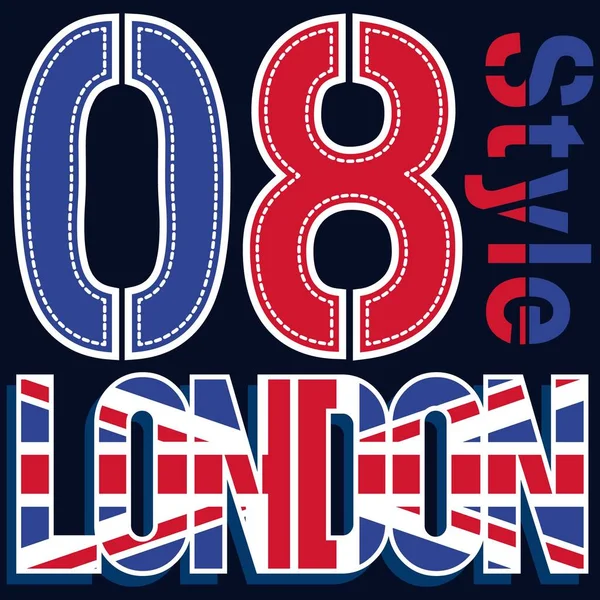 Projekt Typograficzny Londynu Okrągłą Flagą Zjednoczonego Królestwa Londyński Baner Plakat — Wektor stockowy