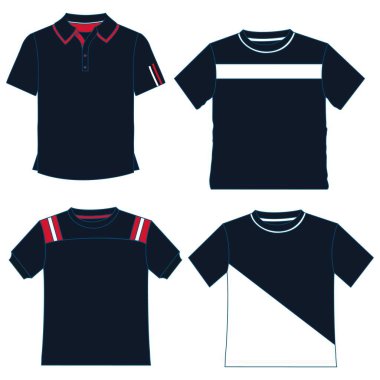 Hem erkek hem de kadınlar için mevsimlik giysiler için siluetler ya da teknik çizgiler, bazılarının ön, çanta ve kaputu açık.