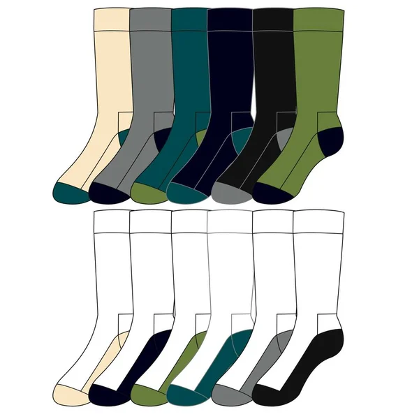 Chaussettes Longues Vectorielles Réalistes Avec Ombre Isolée Sur Fond Blanc — Image vectorielle