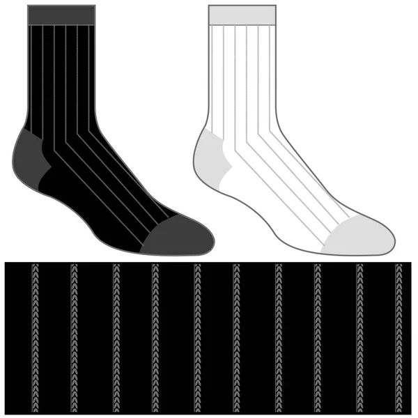 Vektorové Realistické Dlouhé Ponožky Stínem Izolovaným Bílém Pozadí Atletické Ponožky — Stockový vektor