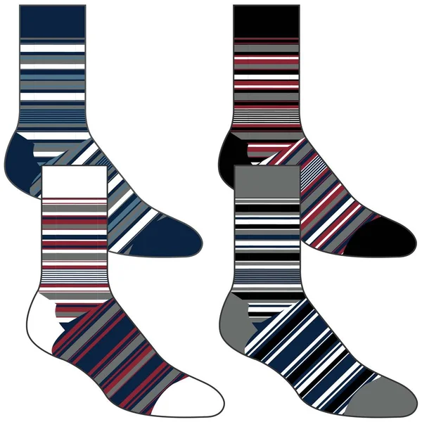 Vektorové Realistické Dlouhé Ponožky Stínem Izolovaným Bílém Pozadí Atletické Ponožky — Stockový vektor