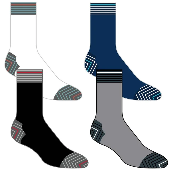 Vector Realistic Long Socks Shadow Isolated White Background Athletic Sock — Stock Vector