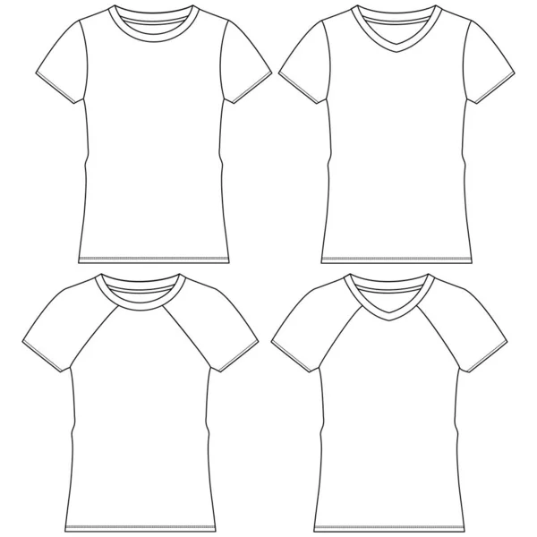 Silhouettes Technical Outlines Sets Long Sleeved Short Sleeved Shirts Children — Stock Vector