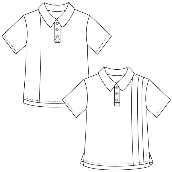 Silhuetter Eller Tekniska Konturer Uppsättningar Långärmade Kortärmade Skjortor För Barn — Stock vektor
