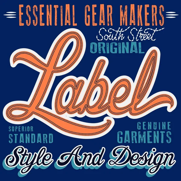 Illustration Texte Étiquette Couleurs Indigo Design Collège Style Mode Printemps — Image vectorielle
