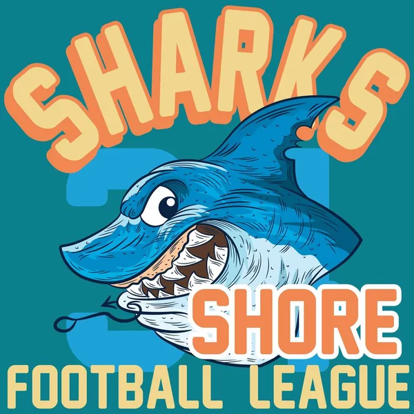 Illustration Shark Tattoo Mit Textanker Mit Text Sharks Shore Football — Stockvektor
