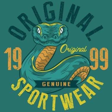 Snake Illustration, Motosiklet Typography, Tee Shirt Graphics, Vectors, Japon King Cobra Branch College okul takımı tasarımı.