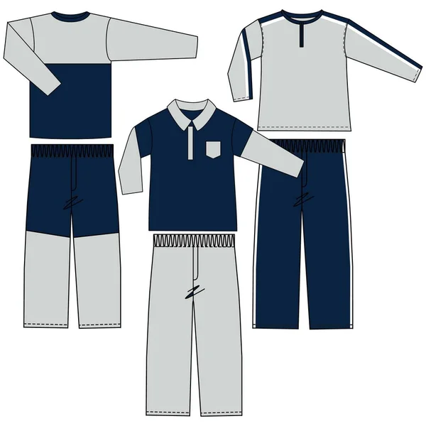 Men Boys Sweatshirts Pajama Set Sleepwear Vector — стоковий вектор