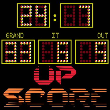 Rakamlar ve metin kentsel basketbol stili ve gradyan renk içeren Illustration College Techno.