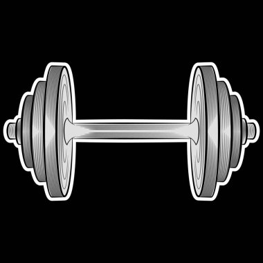 Beyaz Arkaplanda izole edilmiş Fitness Barbekü Vektörü Seti, Ağırlık Diskleri Dumbbell