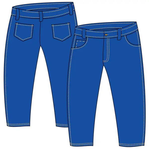 蓝色的男女夹克和斜纹棉裤的轮廓 时装设计 图库插图