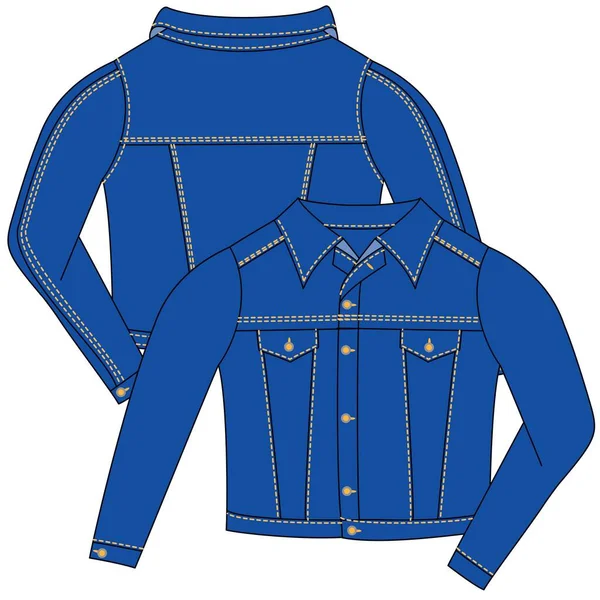 蓝色的男女夹克和斜纹棉裤的轮廓 时装设计 免版税图库插图