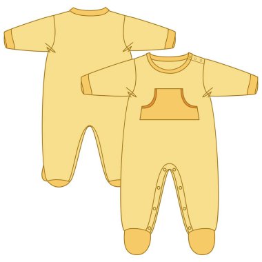 Bebek kıyafetlerinin robot resmi, erkek ve kız bebekler için VECTOR tasarımı. Koleksiyonunuzda bir taban olarak kullanabilir, istediğiniz gibi renklendirebilir ve parmak izi kalıbınızı yerleştirebilirsiniz. Bebeğim.