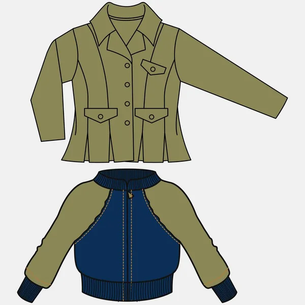 Unisex Hoodie Fashion Design Set Hoodie Sweatshirt Fashion Flat Technical — Image vectorielle