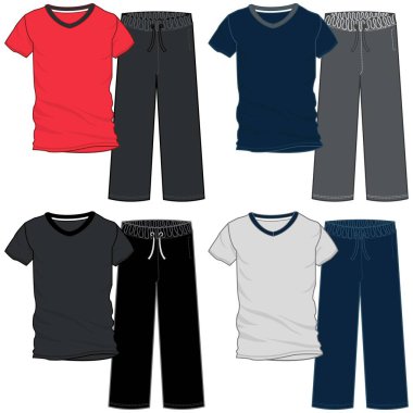 Renkli pijamalar ve moda çeşitleri, hem kadınlar hem de erkekler için.,