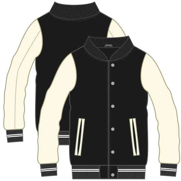 Veste Unisexe Varsity Vue Avant Arrière Illustration Mode Vecteur Cao — Image vectorielle