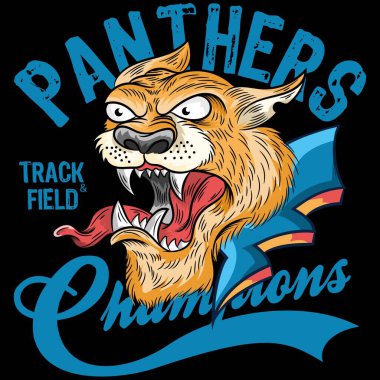 Puma ya da Panther spor tasarımı kolej şekilli metinler, sayılar ve çekici renkler sağlıklı ve eğlenceli bir hayata aktivizmi yansıtıyor.