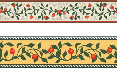 Çiçeksiz, gül kalçası ve yapraklarla süslenmiş vektörsüz etnik friz. Düğün geçmişleri, sayfa dekorasyonları, kış tatili süslemeleri ve kumaş desenleri. Doğu tarzında çiçek süsleme motifleri.