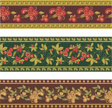 Dikensiz çiçeksiz etnik friz serisi. Düğün geçmişi, sayfa dekorasyonu, kumaş, halı ve fular. Doğu tarzında çiçek süsleme motifleri.
